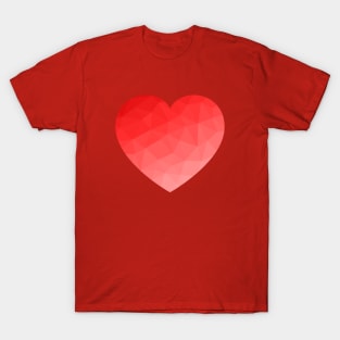 Red gradient geometric mesh pattern heart Valentines day love T-Shirt